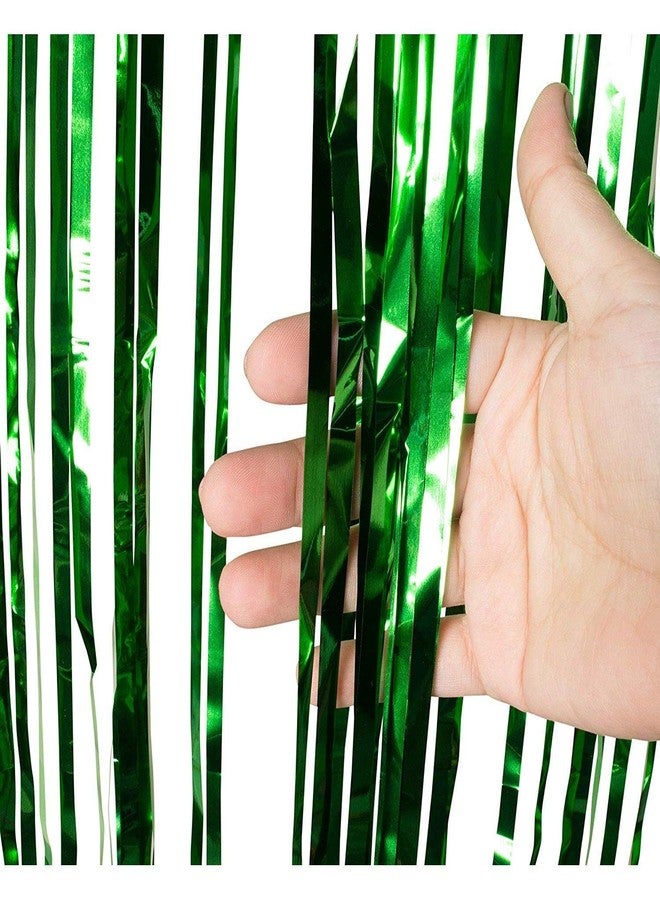 LUDALY ستائر كبيرة الحجم من رقائق معدنية لامعة من لودالي، مناسبة لأعياد الميلاد، والذكرى السنوية، والتخرج، والتقاعد، وحفلات استقبال المولود الجديد، عبوة من قطعتين (أخضر) - Image 3